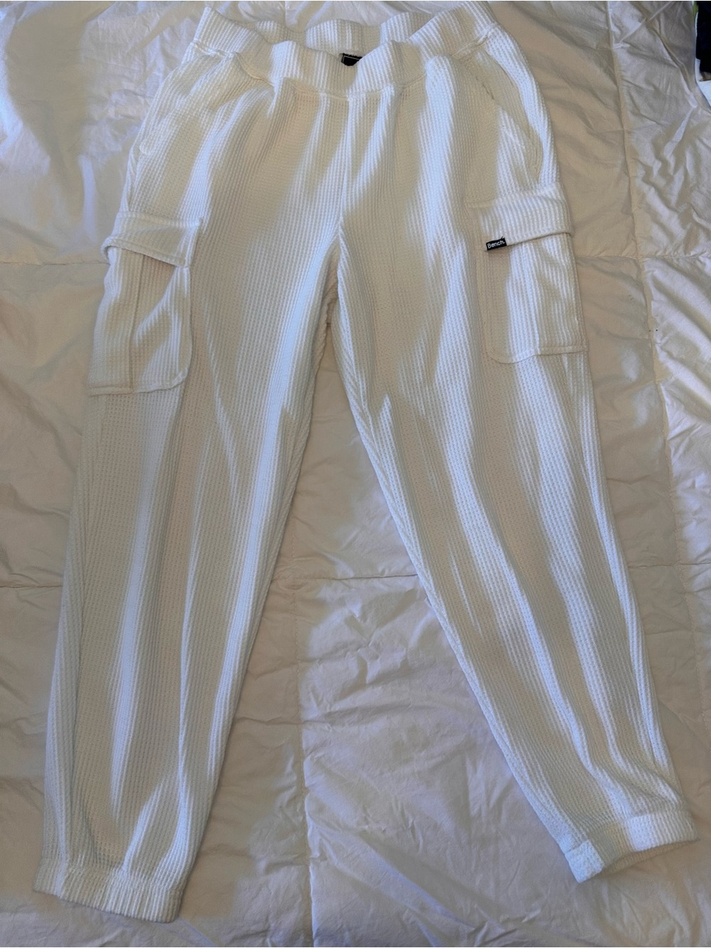 Bench White Women's Waffle Cargo Joggers